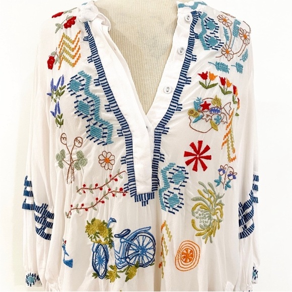Johnny Was 100% silk embroidered blouse NEW - Picture 9 of 15